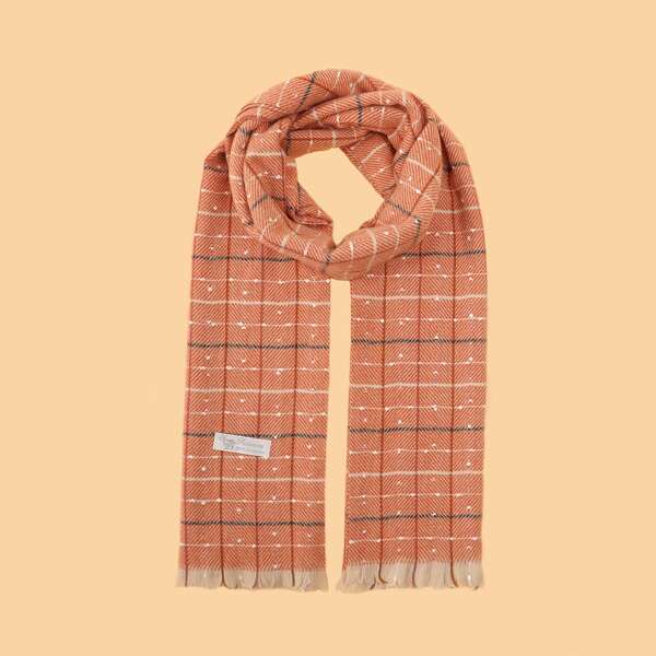 

Plaid Pattern Fringe Hem Scarf, Multicolor