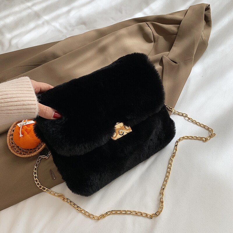 

Fluffy Crossbody Bag, Black