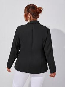 SHEIN Privé Plus Lapel Neck Tie Side Blazer - Black - View 2