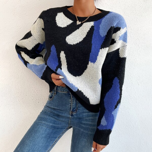 

Colorblock Drop Shoulder Sweater, Multicolor