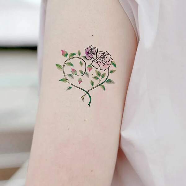 

1sheet Rose Pattern Tattoo Sticker, Green
