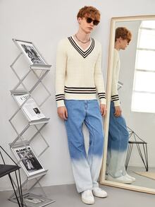 Manfinity Men Cable Knit Cricket Jumper - Beige - View 4