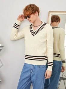 Manfinity Men Cable Knit Cricket Jumper - Beige - View 5