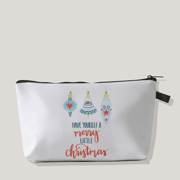 

Christmas Letter Graphic Zipper Makeup Bag, Multicolor