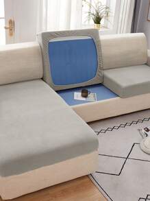 素色有彈性沙發套 - 灰色 - 查看 4