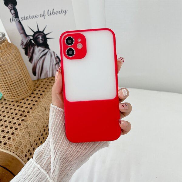 

Color Block Clear Phone Case, Red