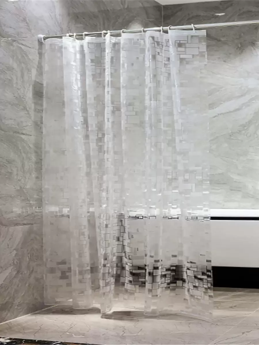 Rèm tắm trong suốt có hoa văn hình học - Trong sáng - Xem 1