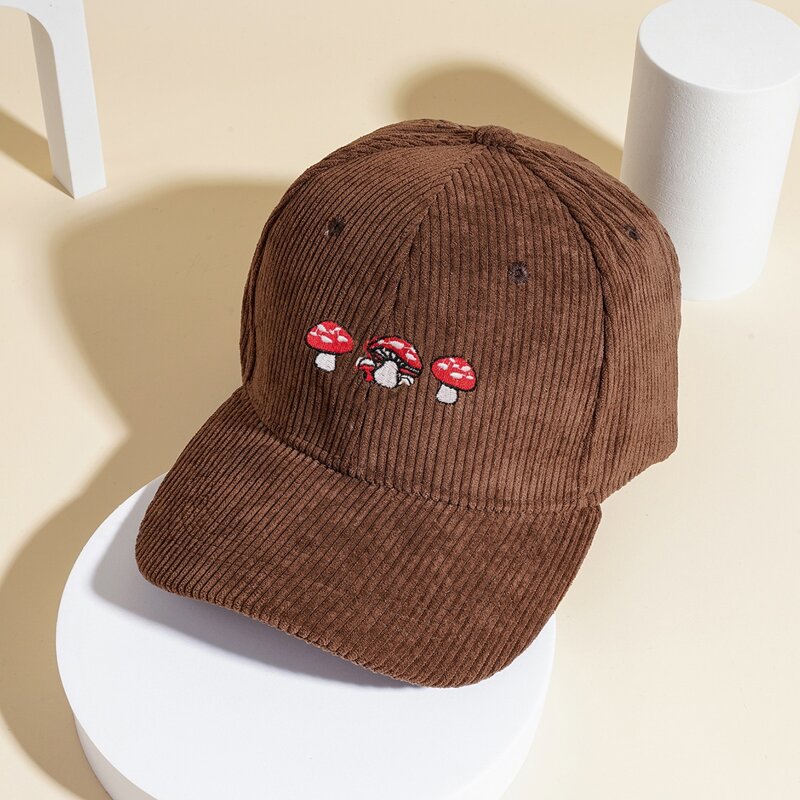 

Mushroom Pattern Baseball Cap, Coffee brown