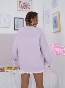 SHEIN Unity Letter Graphic Drop Shoulder Sweatshirt - Lilac Purple - View 2