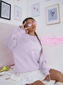SHEIN Unity Letter Graphic Drop Shoulder Sweatshirt - Lilac Purple - View 4