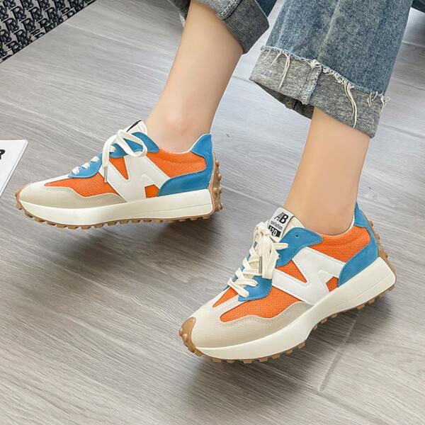 

Colorblock Lace-up Front Sneakers, Multicolor