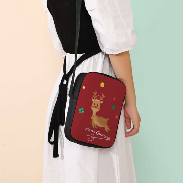 

Christmas Elk Graphic Square Bag, Multicolor