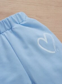 SHEIN Young Girl Heart Hoodie & Sweatpants