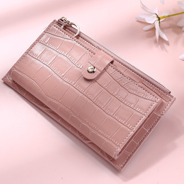 

Croc Embossed Long Wallet, Pink