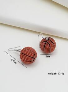 籃球吊墜耳墜 - 棕色 - 查看 4