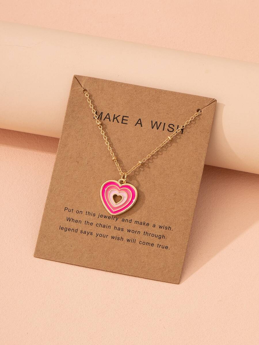 愛心掛飾項鍊 - 彩色 - 查看 1