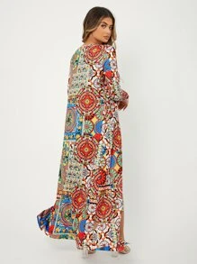 SHEIN VCAY Bộ đồ hai mảnh nữ Hoa Hình học Boho - Nhiều màu - Xem 2
