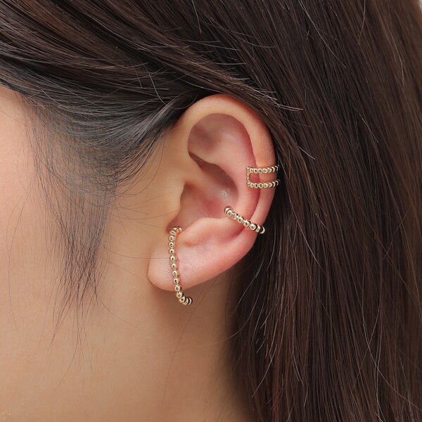 

3pcs Minimalist Earrings, Gold