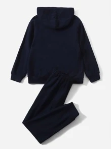 SHEIN Tween Boy Letter Graphic Cut And Sew Hoodie & Sweatpants