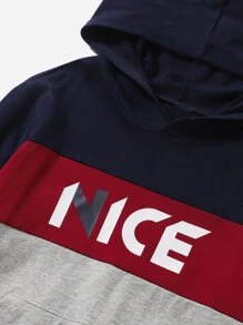 SHEIN Tween Boy Letter Graphic Cut And Sew Hoodie & Sweatpants