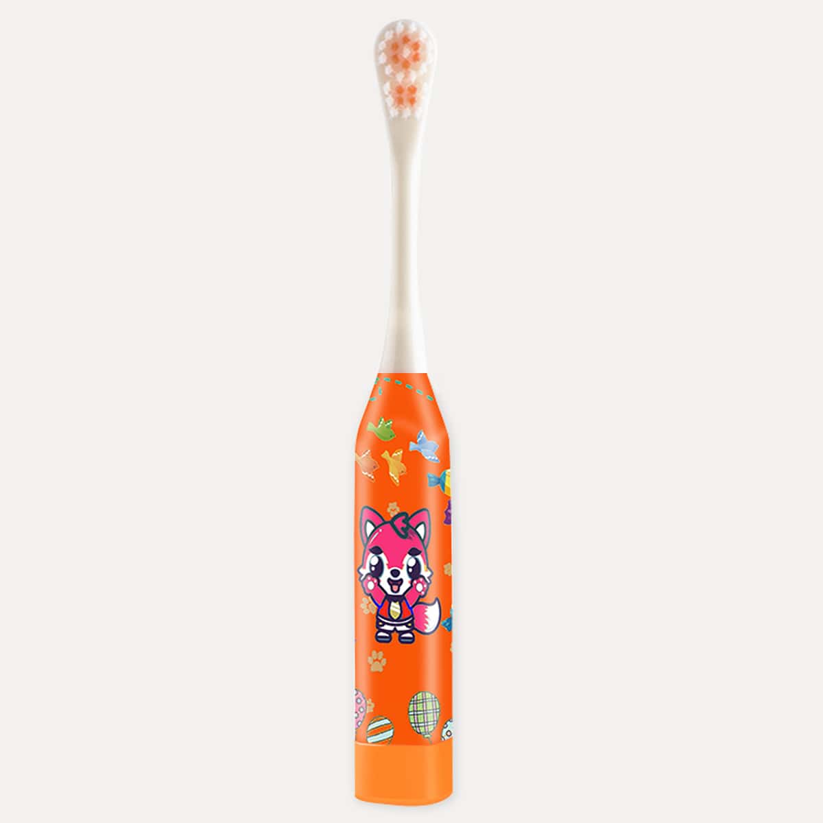 

1pc Kids Cartoon Fox Print Electric Toothbrush & 2pcs Brush Head, Orange