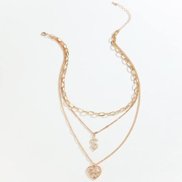 

Heart Charm Layered Necklace, Gold