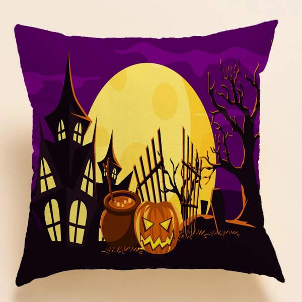 

Чехол для подушки без наполнителя на хэллоуин с принтом тыквы, Многоцветный