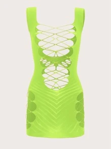 Cut-out Mesh Slips - Yellow - View 1
