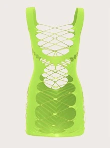 Cut-out Mesh Slips - Yellow - View 2