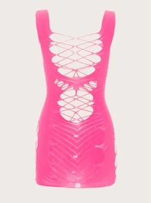 Mesh Cut-out Slips - Hot Pink - View 2