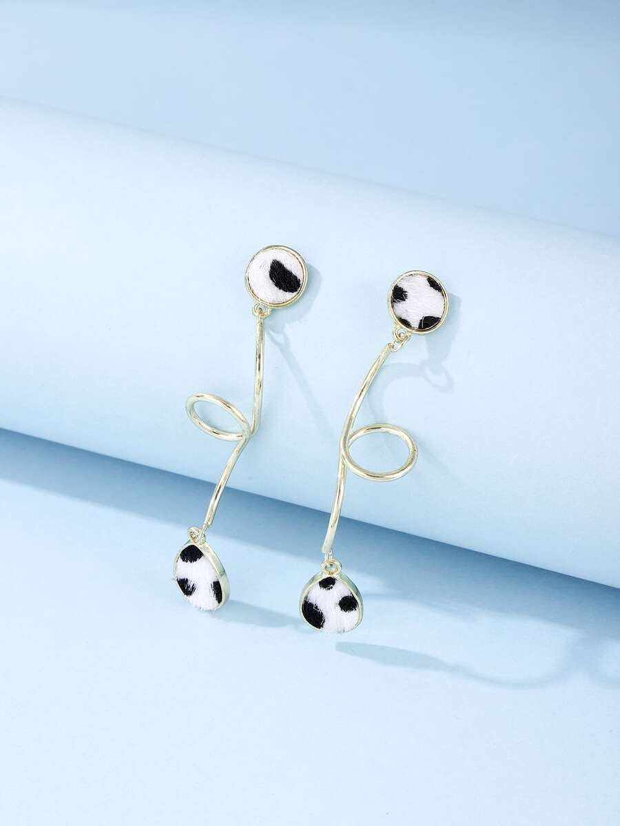 Bông tai quyến rũ giọt nước - Đen và trắng - Xem 1