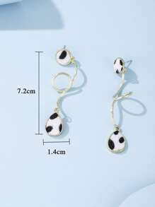 Bông tai quyến rũ giọt nước - Đen và trắng - Xem 3