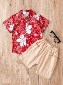嬰兒印花襯衫和雙口袋短褲 - 彩色 - 查看 1