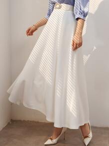 Modelyn 纯色高腰喇叭裙 - 白色 - 查看 3