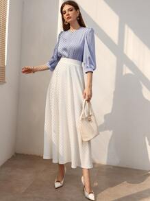 Modelyn 纯色高腰喇叭裙 - 白色 - 查看 5