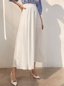 Modelyn 纯色高腰喇叭裙 - 白色 - 查看 6