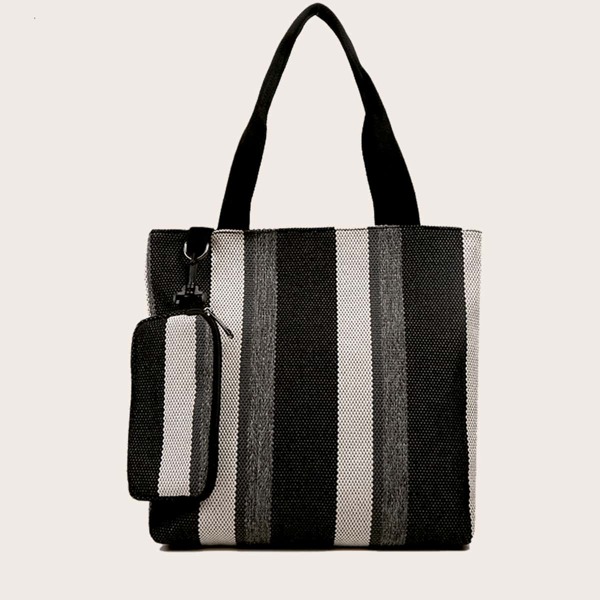 

Colorblock Tote Bag With Purse, Multicolor