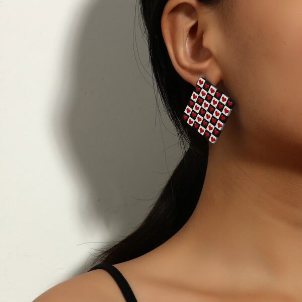 

Heart Shaped Stud Earrings, Multicolor