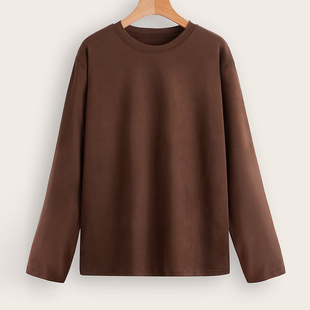 

Solid Drop Shoulder Tee, Chocolate brown