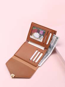 金屬裝飾折疊皮夾 - 棕色 - 查看 2