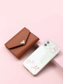 金屬裝飾折疊皮夾 - 棕色 - 查看 3