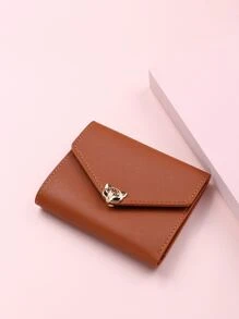 金屬裝飾折疊皮夾 - 棕色 - 查看 5