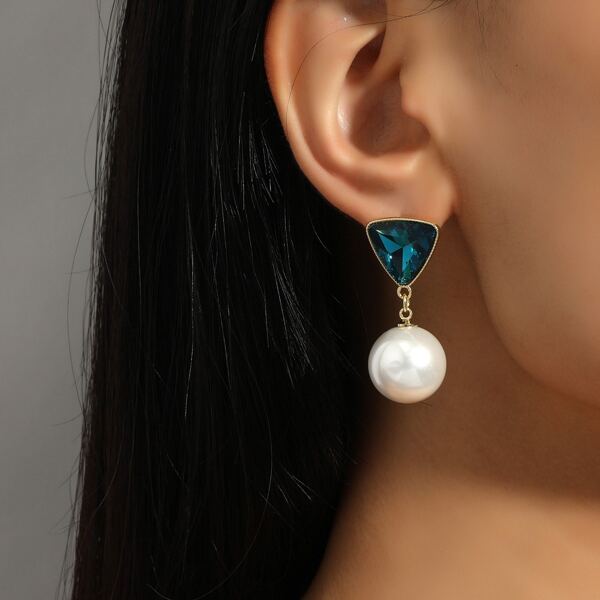 

Faux Pearl Decor Drop Earrings, Gold