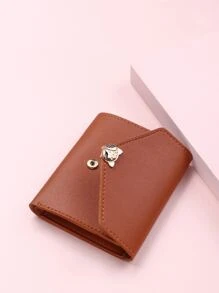金屬裝飾折疊皮夾 - 棕色 - 查看 6