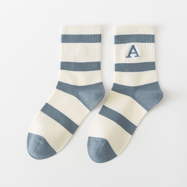 

Striped Print Crew Socks, Multicolor