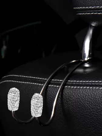 1 pieza Gancho con diseño de diamante de imitación de parte trasera de asiento de coche