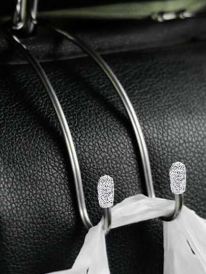 1 pieza Gancho con diseño de diamante de imitación de parte trasera de asiento de coche