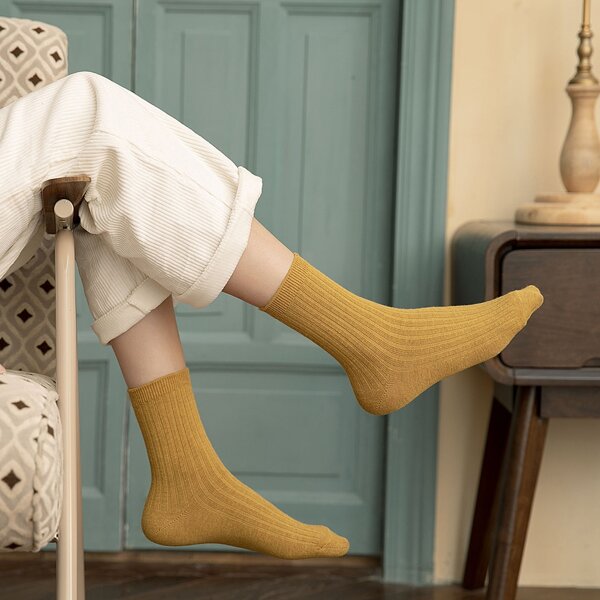 

Solid Crew Socks, Yellow