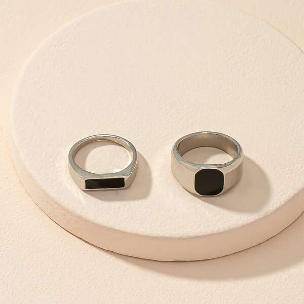 

2pcs Geo Design Ring, Multicolor