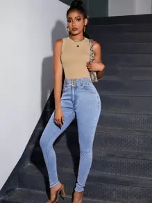 Chiquease Ribbed Knit Tank Top - Khaki - View 5